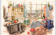 Pawtucket RI Rhode Island, Colonial New England Kitchen Scene, Vintage Postcard picture
