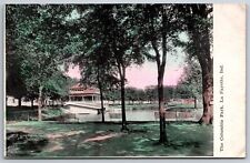 Lafayette Indiana~Columbia Park~Benches Along Water~c1910 Postcard picture