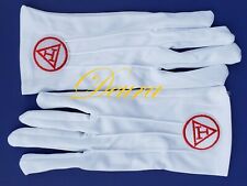 Masonic White Gloves RED Embroidered RA RAM Royal Arch Mason  picture