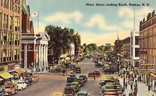 Main Street, Looking South - Nashua, New Hampshire Linen Postcard picture