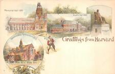GREETINGS FROM HARVARD AUSTIN HOUSE MEMORIAL HALL GYMNASIUM POSTCARD (1895) picture