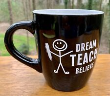 Retired 2019 Tara Reed Black & White DREAM TEACH BELIEVE Jumbo 4.8” Mug: Teacher picture