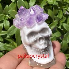 1pc Natural Amethyst Cluster Skull Quartz Crystal Skull Gem Reiki Healing 2.5
