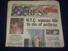 2001 NOV 1 ASBURY PARK PRESS NEWSPAPER -NYC WOMAN 4TH TO DIE OF ANTHRANX-NP 4217 picture
