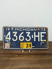 Vintage Michigan 1973 Truck License Plate Set Garage Man Cave Decor picture