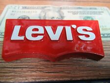 Vtg RED Levi's Jeans 4” Logo Advertising RETAIL Store Sign Cast Aluminum c 1980s picture