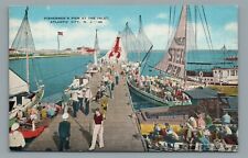 Fishermen's Pier Inlet Atlantic City New Jersey Fishing Boats Vintage Postcard picture