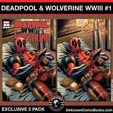 [2 PACK] DEADPOOL & WOLVERINE: WWIII #1 UNKNOWN COMICS TYLER KIRKHAM EXCLUSIVE V picture