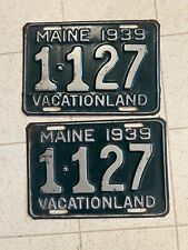 MAINE LICENSE PLATE PAIR VINTAGE 1939 LOW NUMBER 1-127 SUPER NICE picture