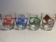 4 Anchor Hocking Vintage Railroad Lines Shot Glasses SF Erie MoPac LV New No Box picture