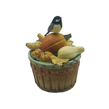 Rare Vintage Hallmark Marjalein  Bast Fall Gourd & Bird Trinket Box picture