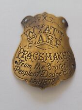 Collectable Brass Wyatt Earp Peacemaker Dodge City 1878 Gun Butt Tag Badge picture