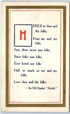 Postcard - Folks Poem - An Old Quaker 