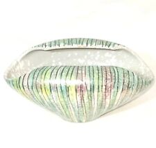 Vintage Signed Biomorphic Striped Iridescent  Majolica Planter by Bitossi picture