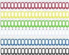 120 Pack Plastic Key Tags with Label Window ID Tag & Split Ring Keychain6 Colors picture