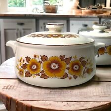 Vtg Porcelain Soup Tureen 1970’s Retro Flower Pattern Mid-Century Modern Kitchen picture