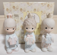 Precious Moments Wee Three Kings Figurines 1981 Nativity Wisemen (E-5635) & Box picture