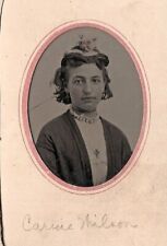 1860-1869 ID'd Carina Wilson Tintype in Album Frame picture