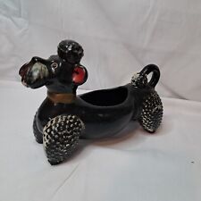 Vtg Retro MCM Redware Kitschy Scottie Poodle Dog Ceramic Planter Black 9
