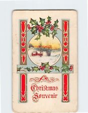 Postcard A Christmas Souvenir with Hollies Embossed Art Print picture