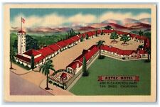 c1940's Bird's Eye View Of Aztec Motel San Diego California CA Vintage Postcard picture