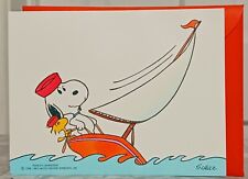 Vintage Peanuts Snoopy Woodstock Sailboat Sailing 1960s Hallmark Greeting Card  picture
