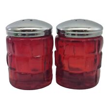 Vintage Ruby Glass Salt and Pepper Shakers picture