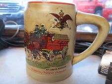 REDUCED RARE 1980 BUDWEISER HOLIDAY STEIN GREEN CASES RED LETTERING MINT picture