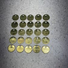 Lot of 25 Vintage 1” Round Brass Tags Misc Numbers Industrial Steampunk-CC picture