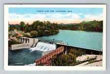 Ludington MI-Michigan, Hamlin Lake Dam, Vintage Postcard picture