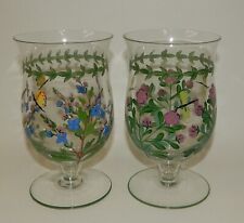 Pair of Home Essentials Williamsburg Botanical Hand-Painted Goblets Glasses picture