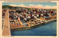 Post Card Air View Portland Oregon Posted 1939 Public Market Waterfront picture