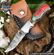 CSFIF Hand Forged Twist Damascus Folding Knife Hard Wood Liner Lock Survival picture