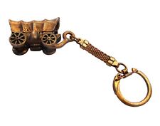Vintage Solid Copper Figural Covered Wagon Key Ring picture