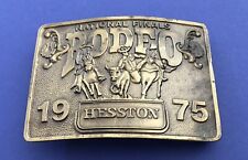 Awesome Vintage Authentic 1975 Hesston NFR Rodeo Heavy Duty Trophy Belt Buckle picture