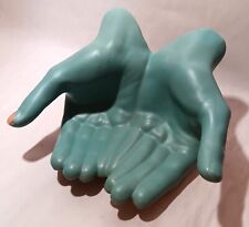 HANDS CATALINA POTTERY human terracotta vtg GMB franciscan calif turquoise blue picture