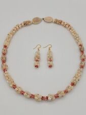 21” Niihau Double crown flower Shell Lei/1.5” matching earrings. Pineapple style picture