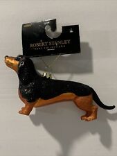 Robert Stanley Christmas Tree Glass Ornament Dachshund Dog Black & Brown picture