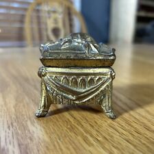 Antique Art Nouveau Jewelry Casket Footed Trinket Box Gold Color Victorian picture