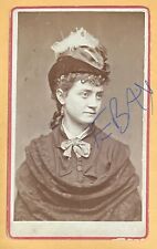 Vintage 1800s CDV Photo Young Woman Hat Feather Curly Hair -LOWVILLE, NEW YORK picture