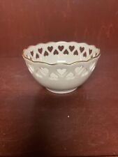 Lenox Heart Collection Bowl with Heart Cut Outs and Gold Trim with Embossed Rose picture