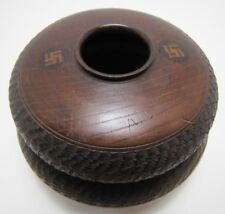 1800s Victorian Wooden Hair Receiver SWIRLING LOGS GOOD LUCK Ornate picture