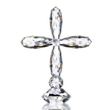 H&D HYALINE & DORA 5.3'' Tall Crystal Cross Standing on Base Glass Cross Figu... picture