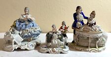 LOT of 3 Antique Dresden Germany Porcelain Lace Figurines picture