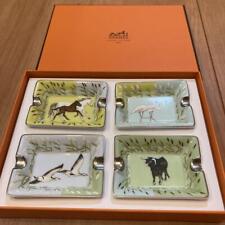 [Exellent] Hermes Ashtray mini tray set of 4 Horse Flamingo Animal motifs picture