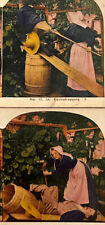 Atq Stereoscope Stereograph (2) Photo Cards Color LItho Late 19th Century White picture