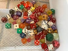 84 HUGE Vintage Dice Mixed Lot Various Sizes Shapes Colors Letters Marlboro DND picture