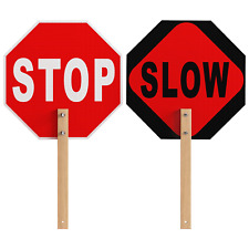 Stop Slow Sign 13X13 Engineer Grade Reflective Aluminum Sign with 14 Inches Grip picture
