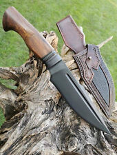 AB CUTLERY CUSTOM HANDMADE STEEL D2 HUNTING KNIFE HANDLE BY STEEL CLIP AND WOOD picture