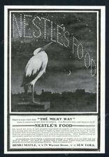 1902 stork at night Nestle's baby foods gorgeous art vintage print ad picture